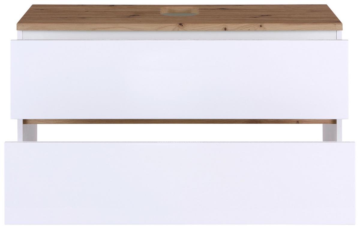 Waschtischunterschrank Hängend Marbella B: 100 cm Weiß - Weiß, MODERN, Keramik/Holzwerkstoff (100/64,5/47cm)