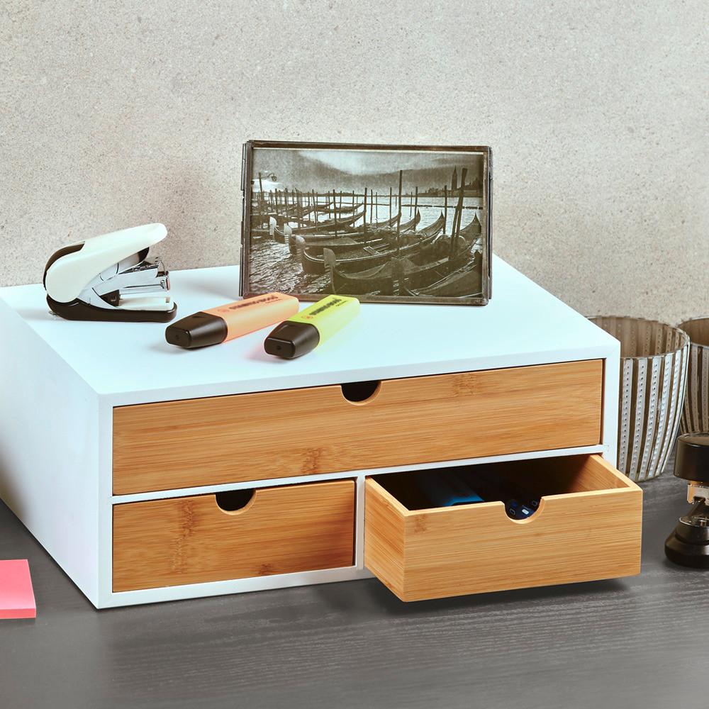 Organizer Weiß, Naturfarben L: 33 cm - Naturfarben/Weiß, Basics, Naturmaterialien/Holzwerkstoff (33/21/14cm) - Kesper