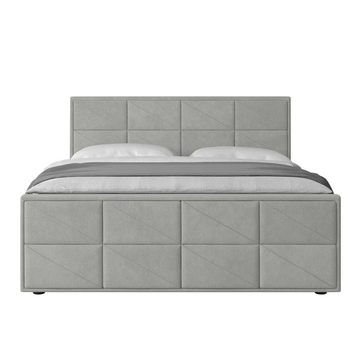 Boxspringbett mit Bettkasten Helsinki 180x200 cm Hellgrau - Hellgrau/Schwarz, MODERN, Karton/Holzwerkstoff (180/200cm) - MID.YOU
