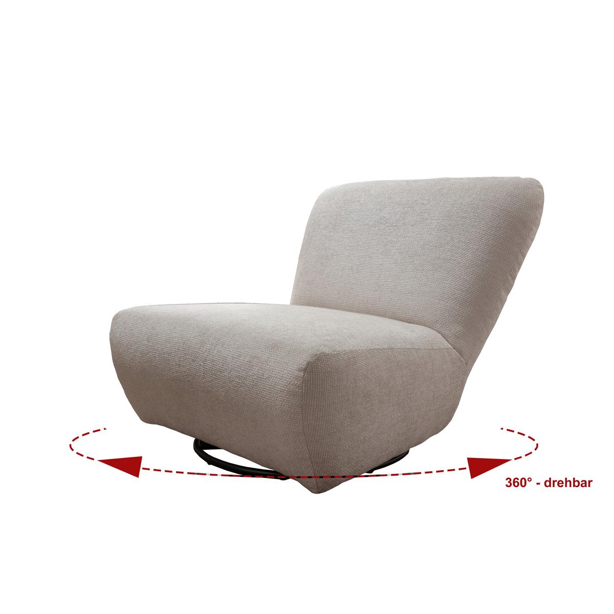 Xxl-sessel Cremallo Weiß Wippfunktion, Drehbar, B: 95cm - Schwarz/Weiß, Trend, Textil (95/77/94cm) - Livetastic