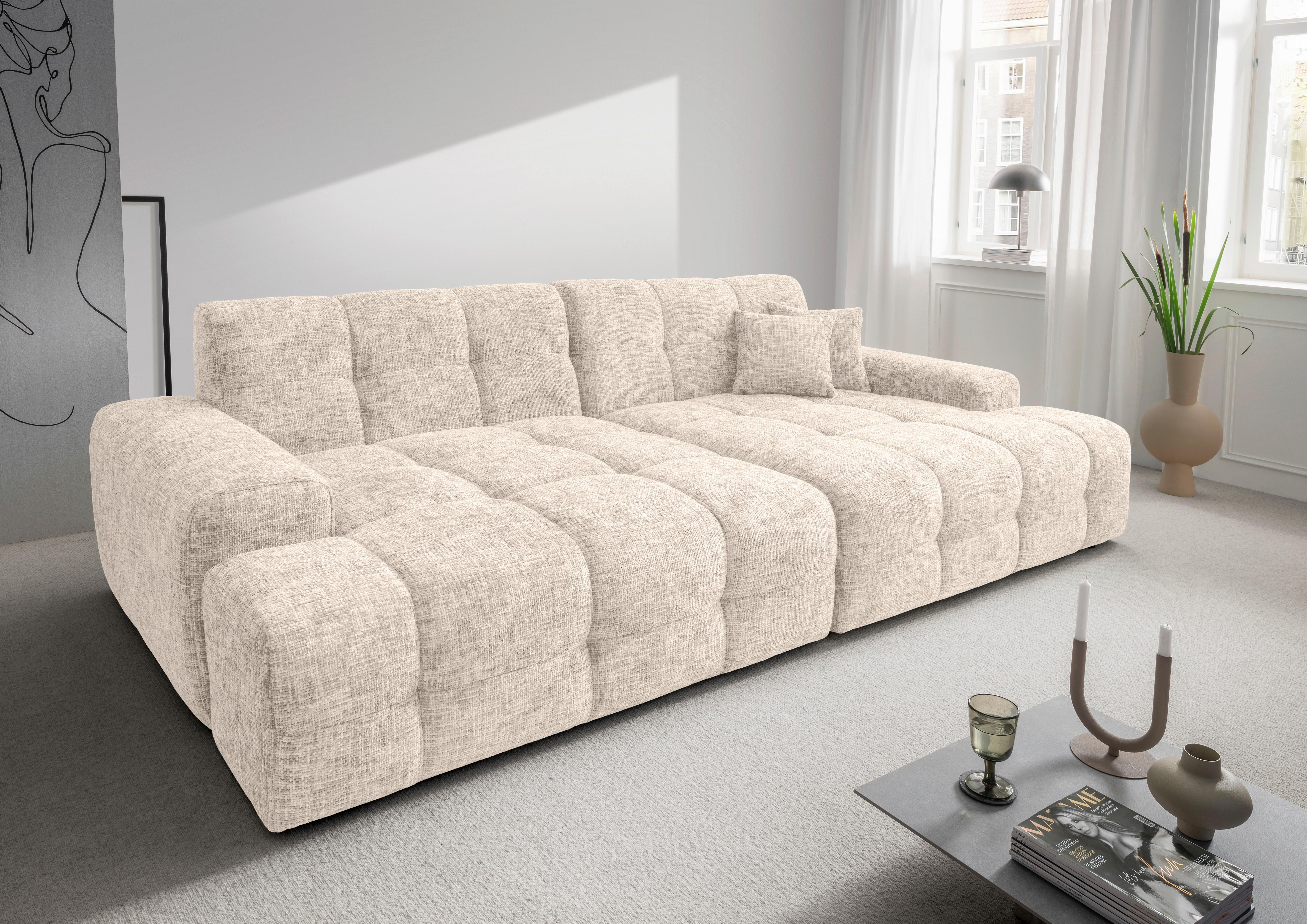 Bigsofa Bosco, Creme B: 304 Cm