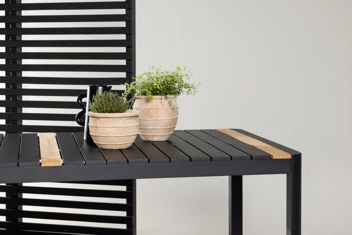 Gartentisch Togo Teakholz/metall L 100 Cm - Schwarz, KONVENTIONELL, Holz/Metall (100/75/200cm) - Gardenson