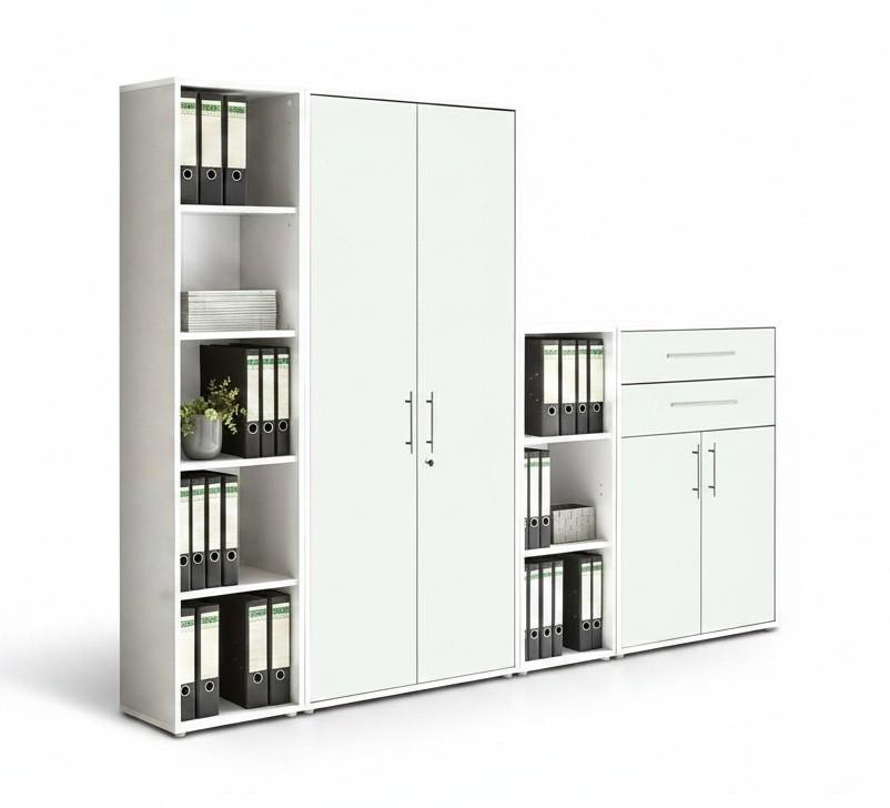 Aktenschrank Office Edition Weiß B: 257cm - Weiß, MODERN, Holzwerkstoff (257/185,6/33cm) - MID.YOU