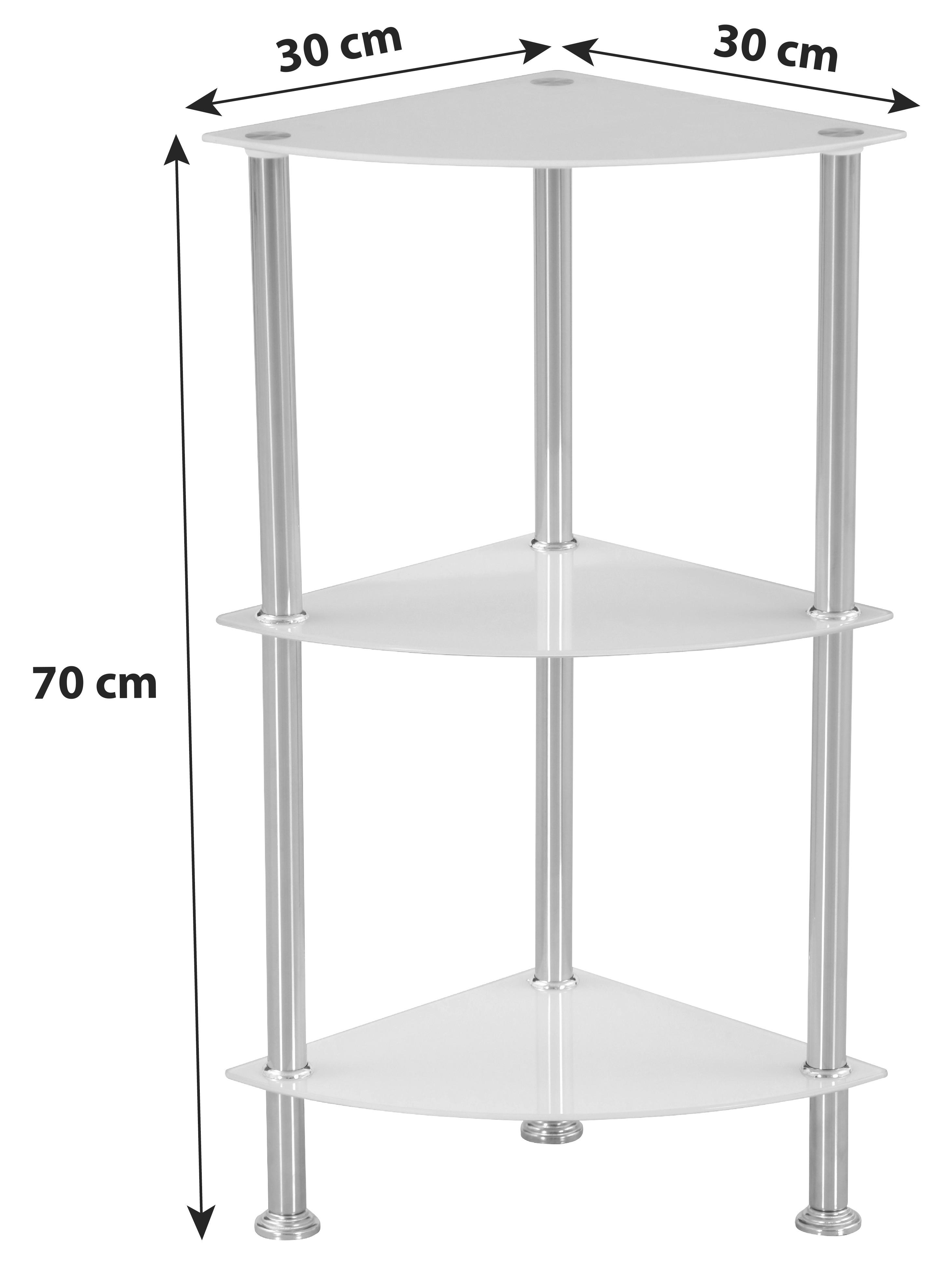 Luca Bessoni Eckregal mit Glasfächern Glare B 30cm, Edelstahl/Weiß