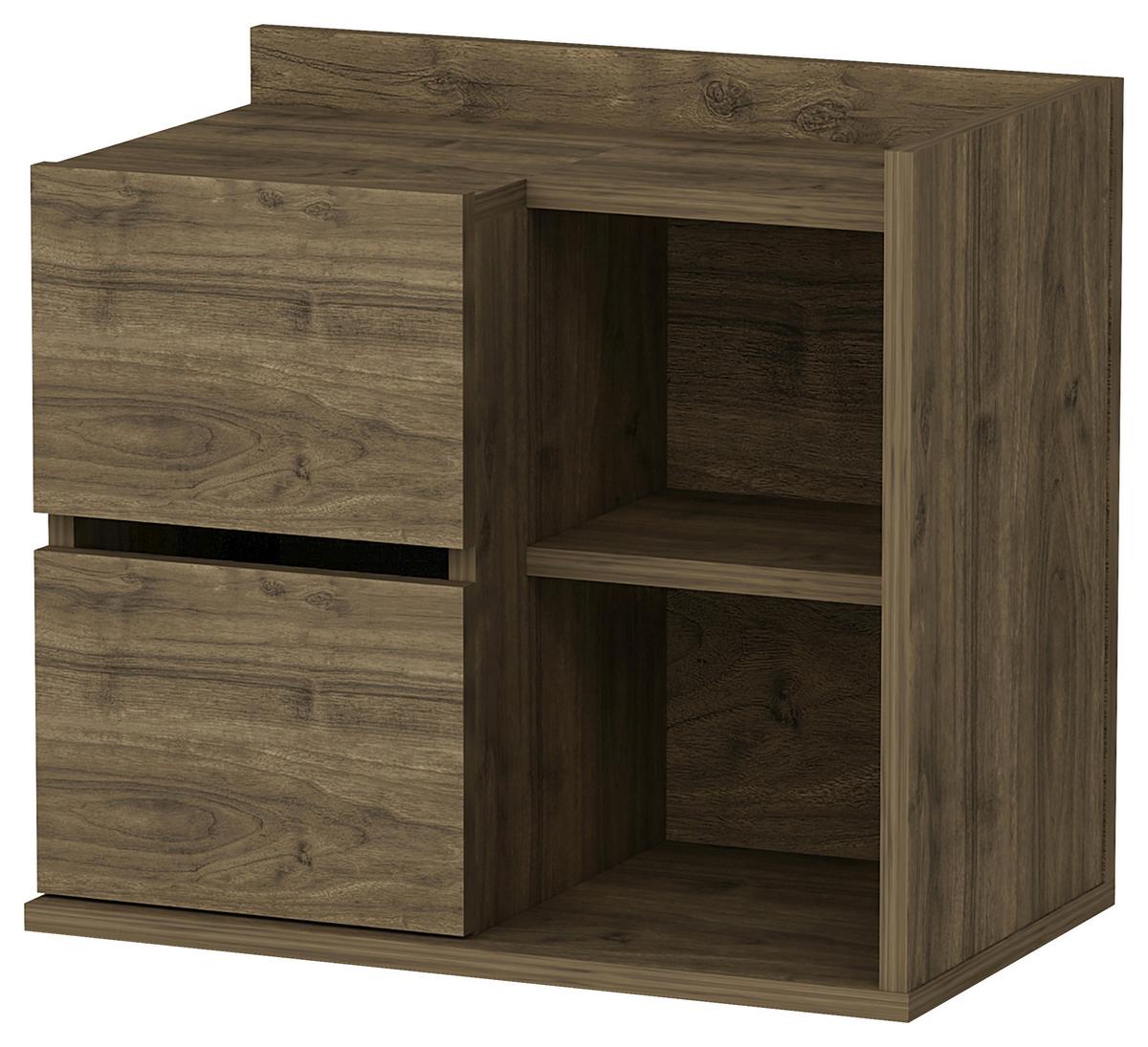 Nachtkästchen Walnuss Dekor H: 53,2 cm  Juno - Walnussfarben, Design, Holzwerkstoff (60/53,2/35cm) - MID.YOU