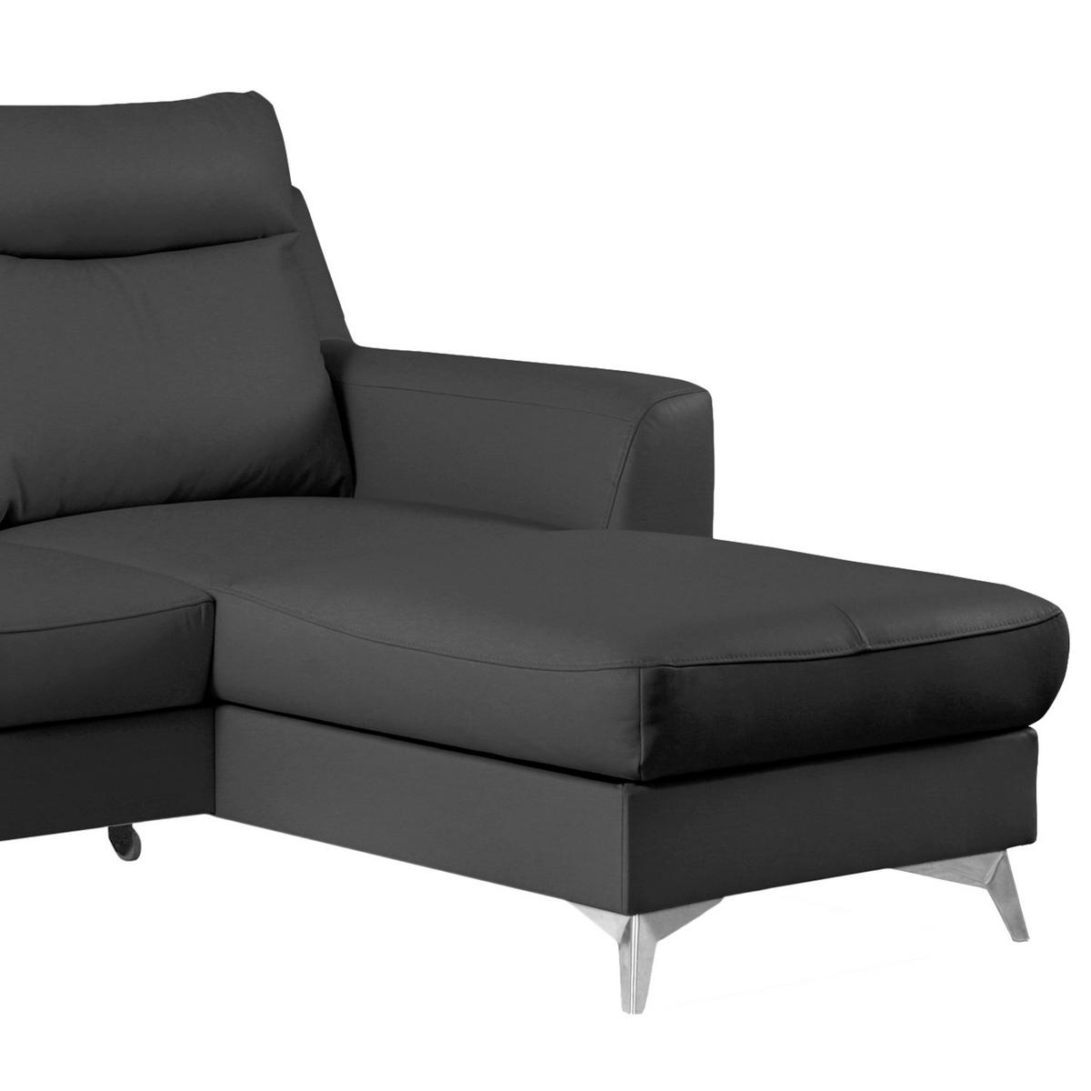 Ecksofa Gio Schwarz S: 168x236 Cm - Chromfarben/Schwarz, Design, Leder/Textil (168/236cm) - Livetastic