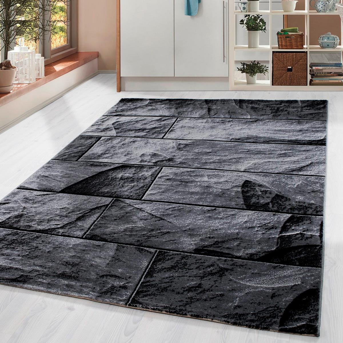 Teppich Läufer Schwarz Parma 80x300 cm - Schwarz, KONVENTIONELL, Textil (80/300cm)