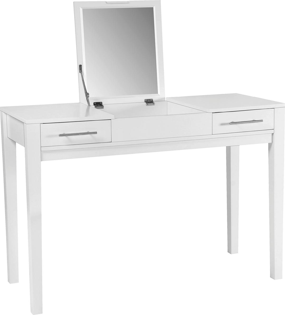 Schminktisch Jasmin Weiß B: 110 cm mit Laden + Spiegel - Weiß, MODERN, Glas/Holzwerkstoff (110/76/44,50cm)