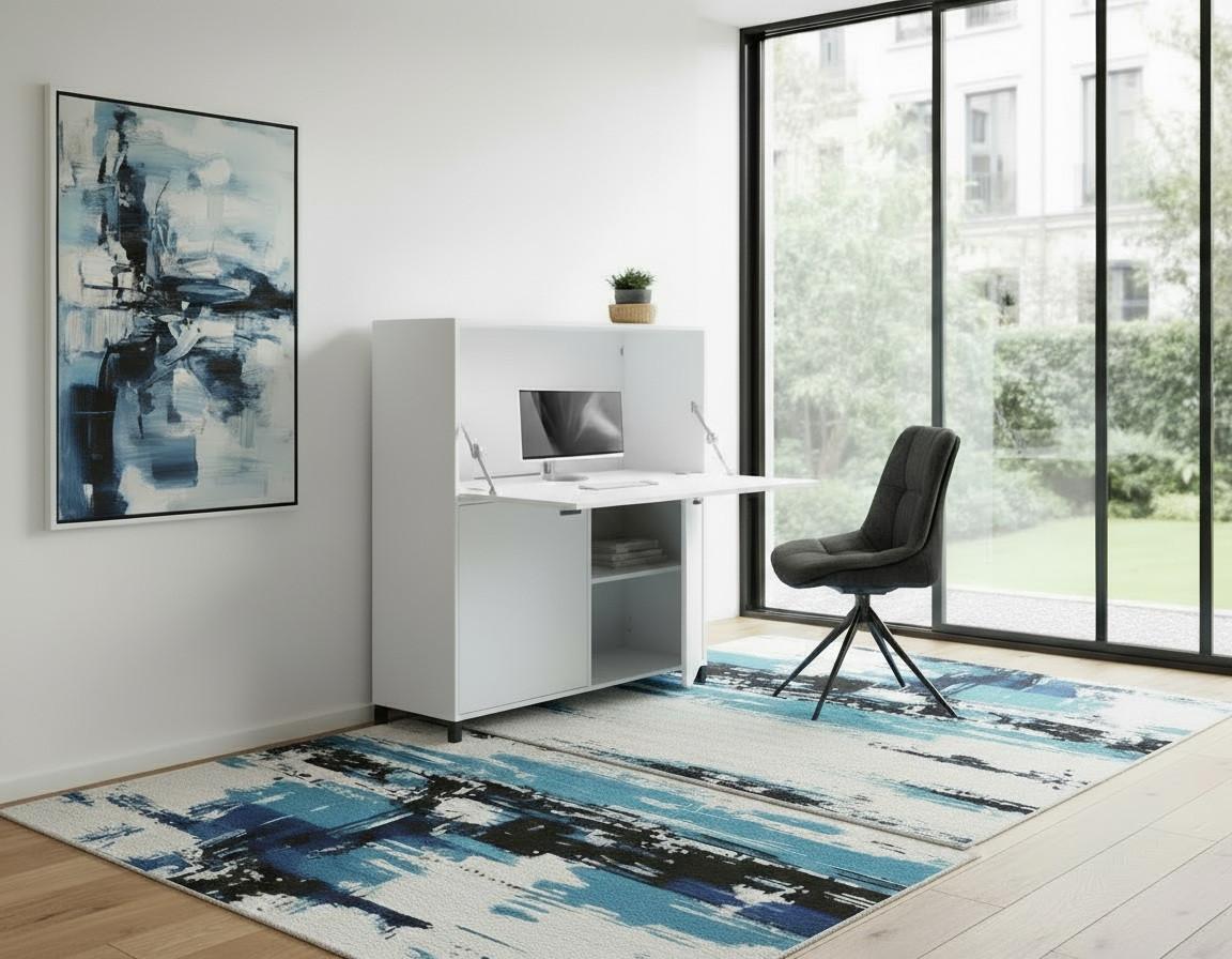 Sekretär Montana B: 120 cm inkl. Stauraum, Weiß, Schwarz - Schwarz/Weiß, Design, Holzwerkstoff (120/127/40cm) - MID.YOU