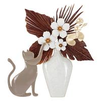 Wanddeko Cat Braun, Gold, Weiß B: 54,6 cm - Goldfarben/Braun, Basics, Metall (54.60/59.7/8.9cm)