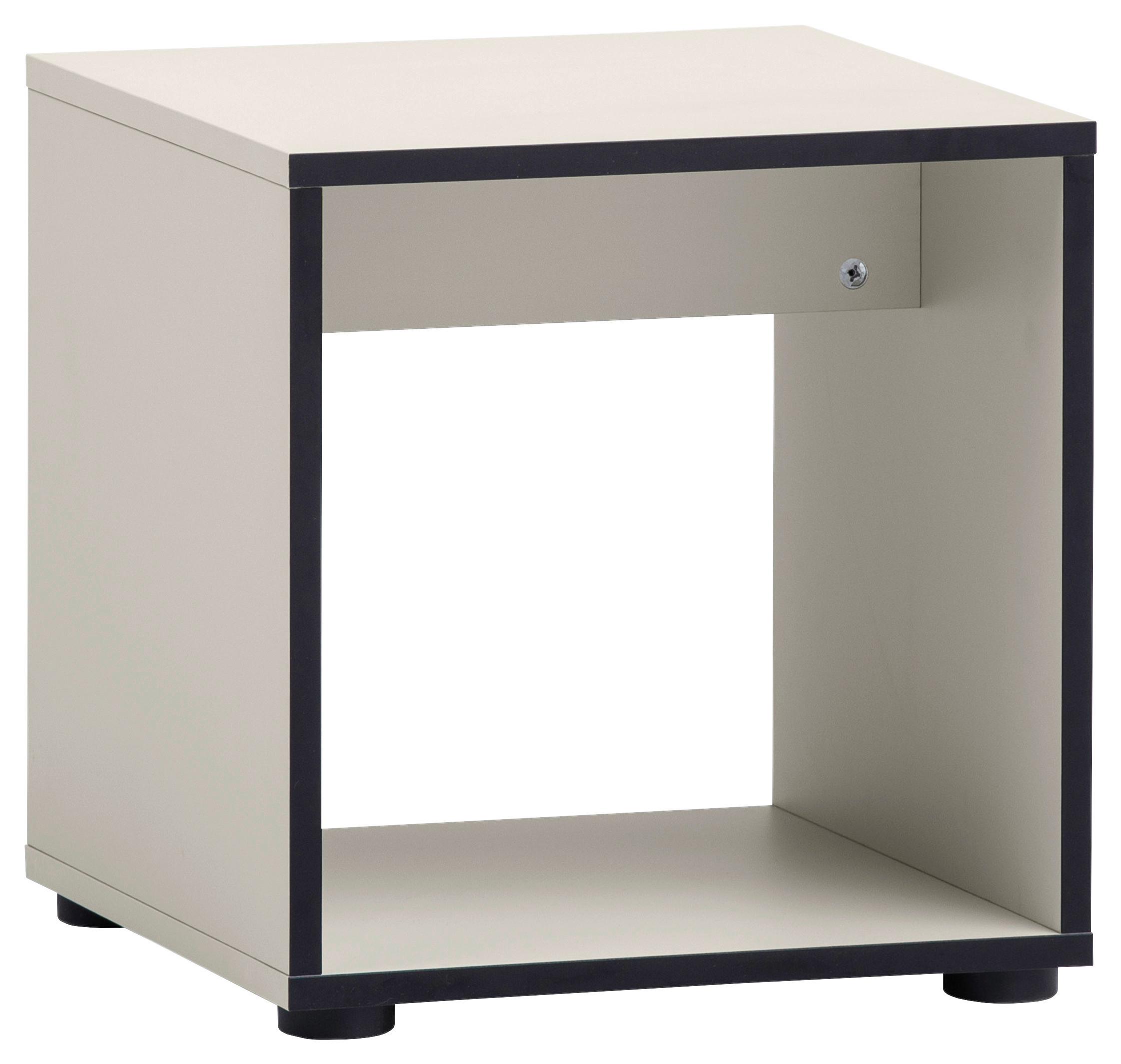 HOCKER Edda, Beige B: 40 cm - Beige/Schwarz, Design, Holzwerkstoff (40/42/40cm) - MID.YOU