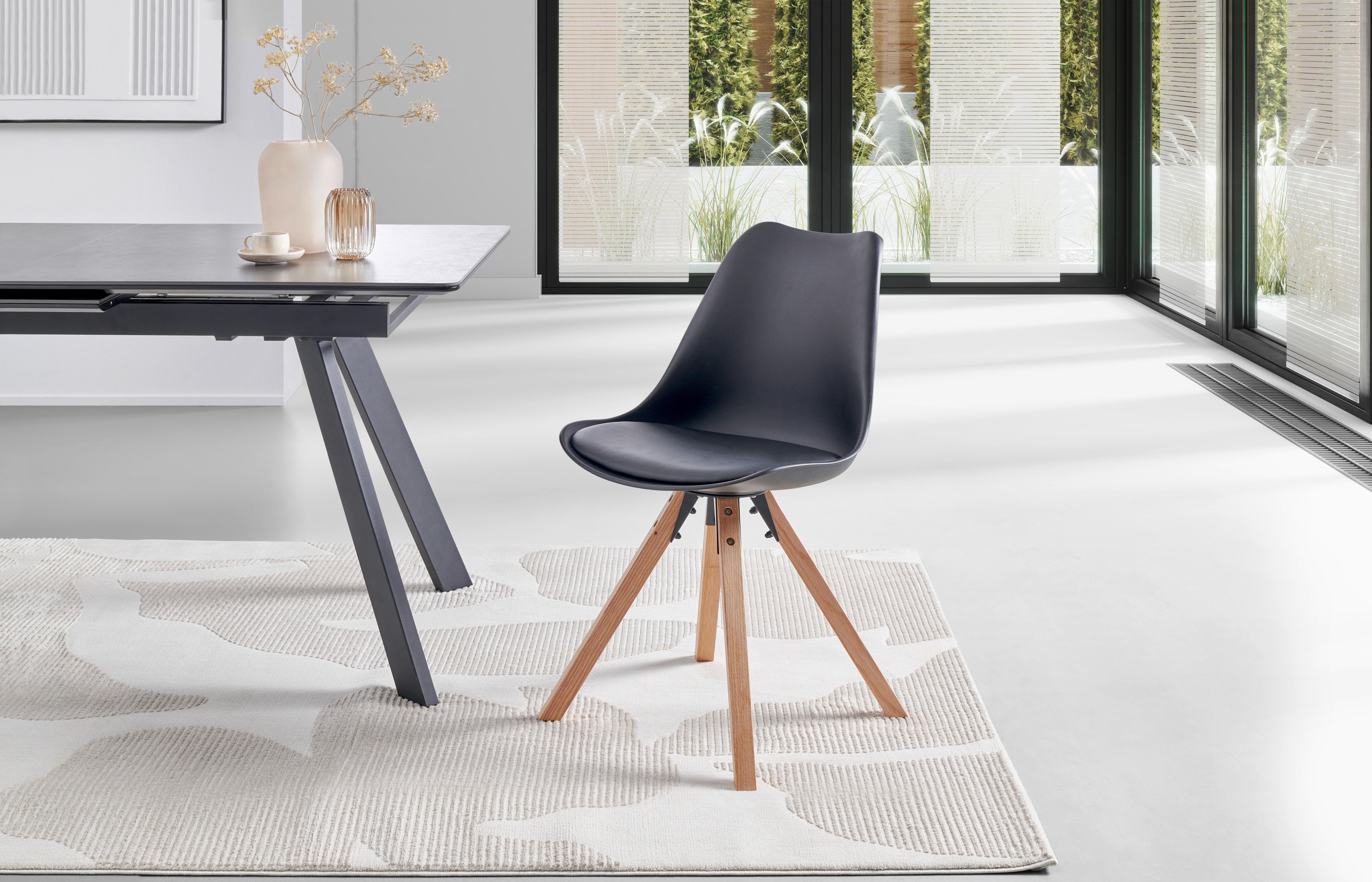 Stuhl Vilnius - Schwarz/Naturfarben, LIFESTYLE, Holz/Kunststoff (48,5/84/55cm) - MID.YOU