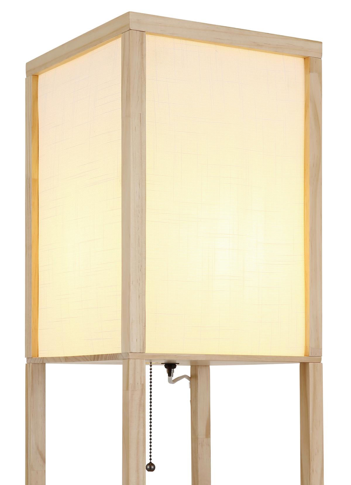 STEHLEUCHTE Exkl. 1xE27, 60W - Hellbraun/Weiß, Natur, Holz/Textil (26/26/159cm) - Globo