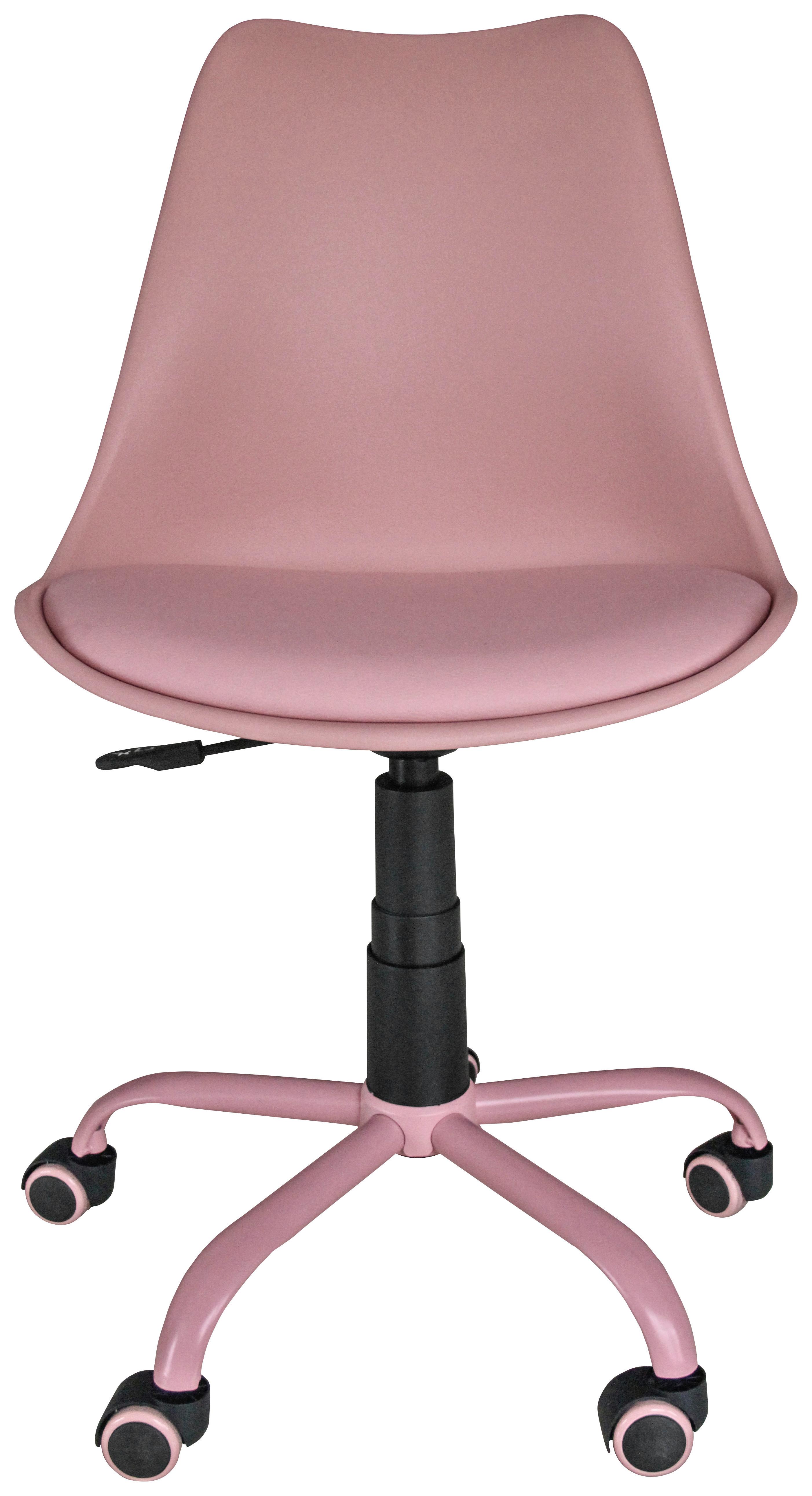 Otočná Židle Anna - růžová/černá, Moderní, kov/textil (55/79-87/48,5cm) - Modern Living