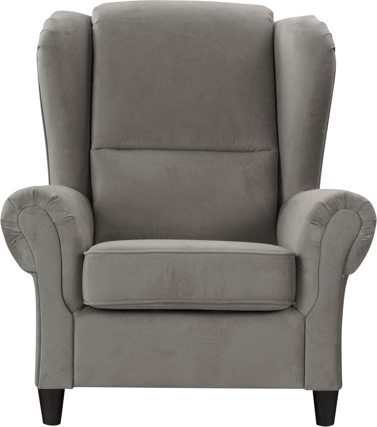 Ohrensessel Baron Grau B: 94 cm - Schwarz/Grau, Design, Textil (94/112/92cm) - MID.YOU