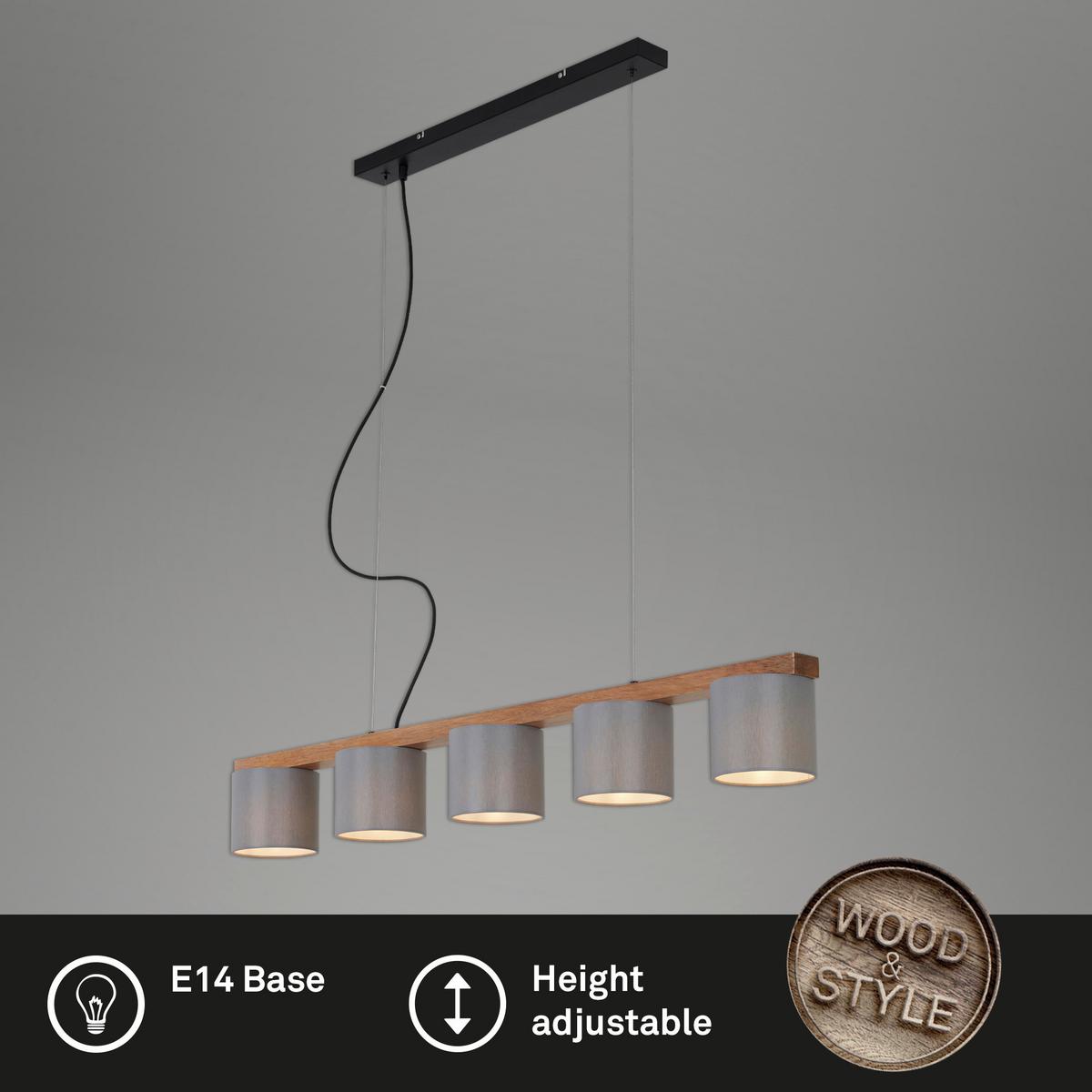 PENDELLEUCHTE LxBxH: ca. 110x15x13,6 cm - Schwarz/Grau, Basics, Holz/Kunststoff (110/15/13,6cm)