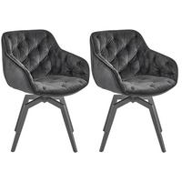 Armlehnstuhl-set Schwarz Drehbare Sitzfläche - Schwarz, MODERN, Holz/Textil (58/83/63cm) - Livetastic