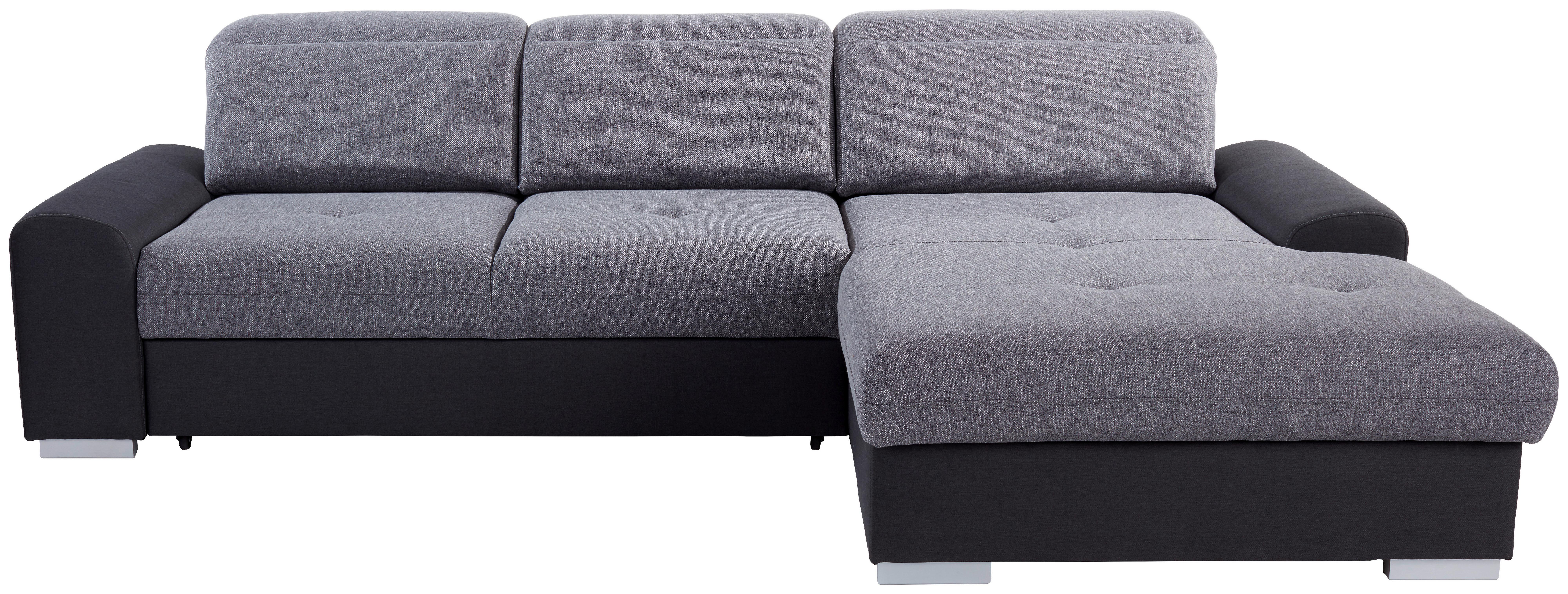Ecksofa Mit Schlaffunktion + Bettkasten Malaga, Webstoff - Silberfarben/Graphitfarben, KONVENTIONELL, Textil (286/203cm) - Ondega