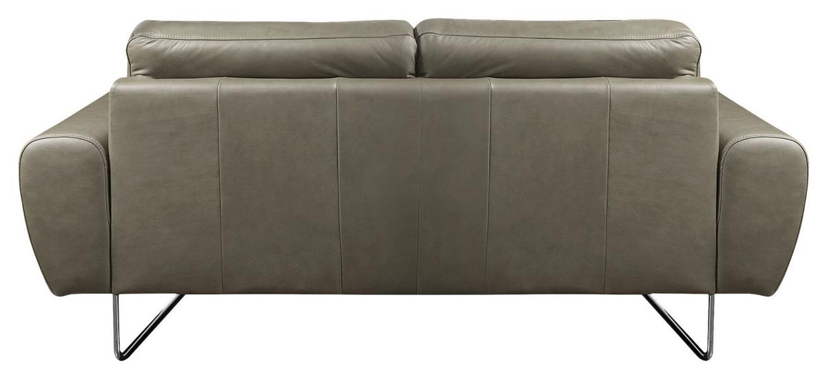 2-Sitzer-Sofa Spring Grau Chrom B: 177 cm - Chromfarben/Grau, Design, Leder (177/85/92cm) - Livetastic