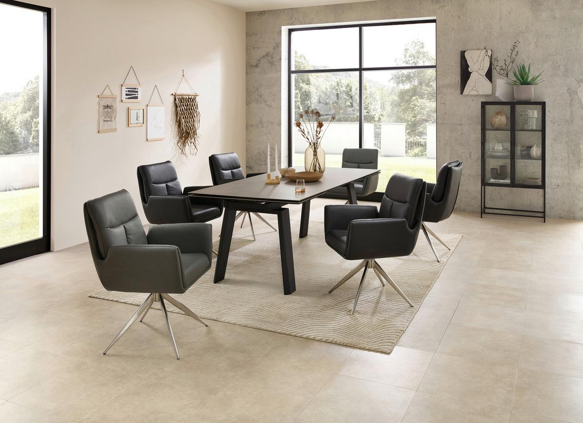 Esstisch Janis Grau/Schwarz - Schwarz/Grau, MODERN, Glas/Keramik (200-300/100/76cm) - Livetastic