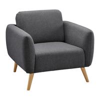 Malé kreslo PIA, tmavosivé - prírodná farba/tmavosivá, Modern, drevo/textil (86/76/75cm) - Bessagi Home