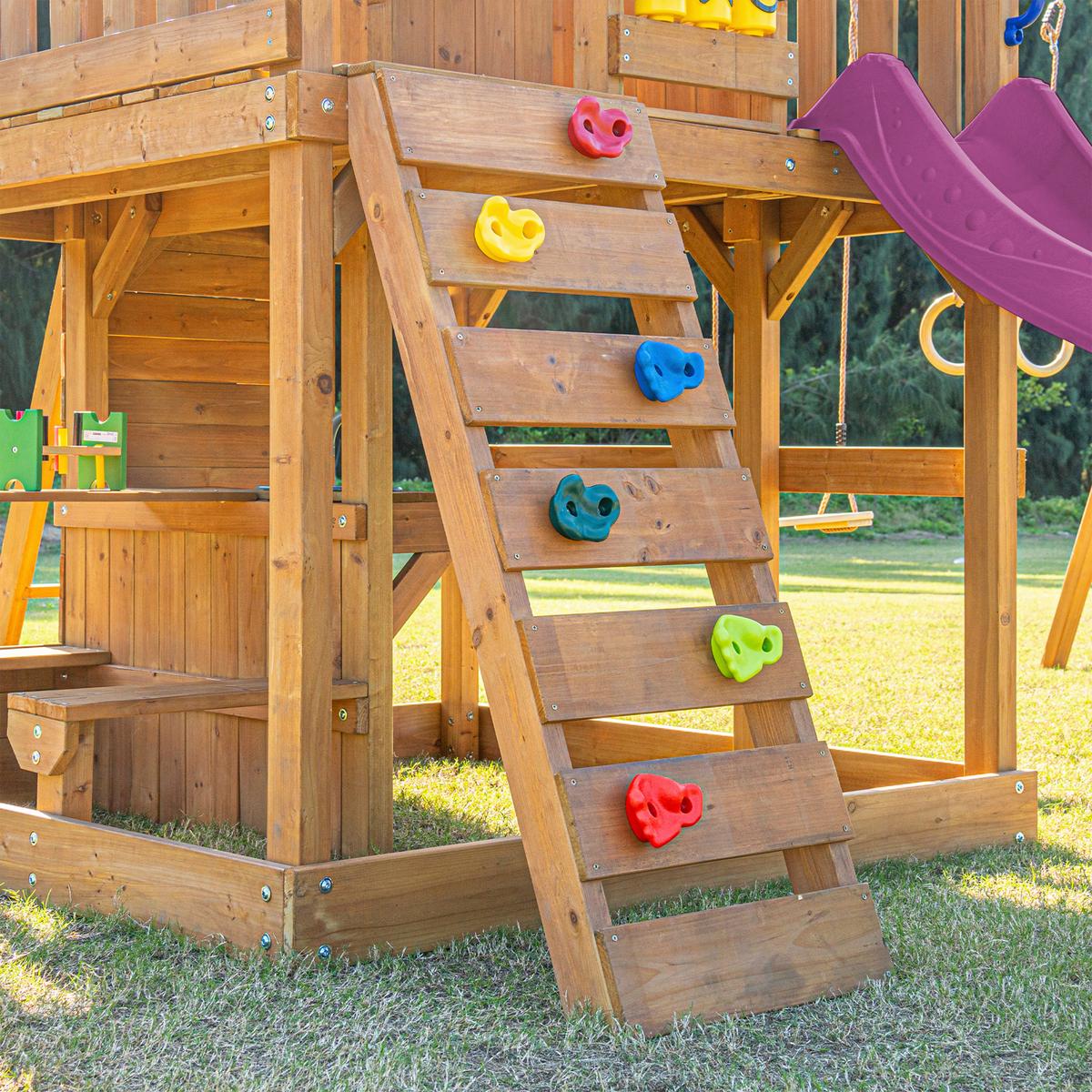 Spielturm mit Rutsche Lila - Anthrazit/Lila, Basics, Holz/Kunststoff (435/410/305cm) - Ambia Garden