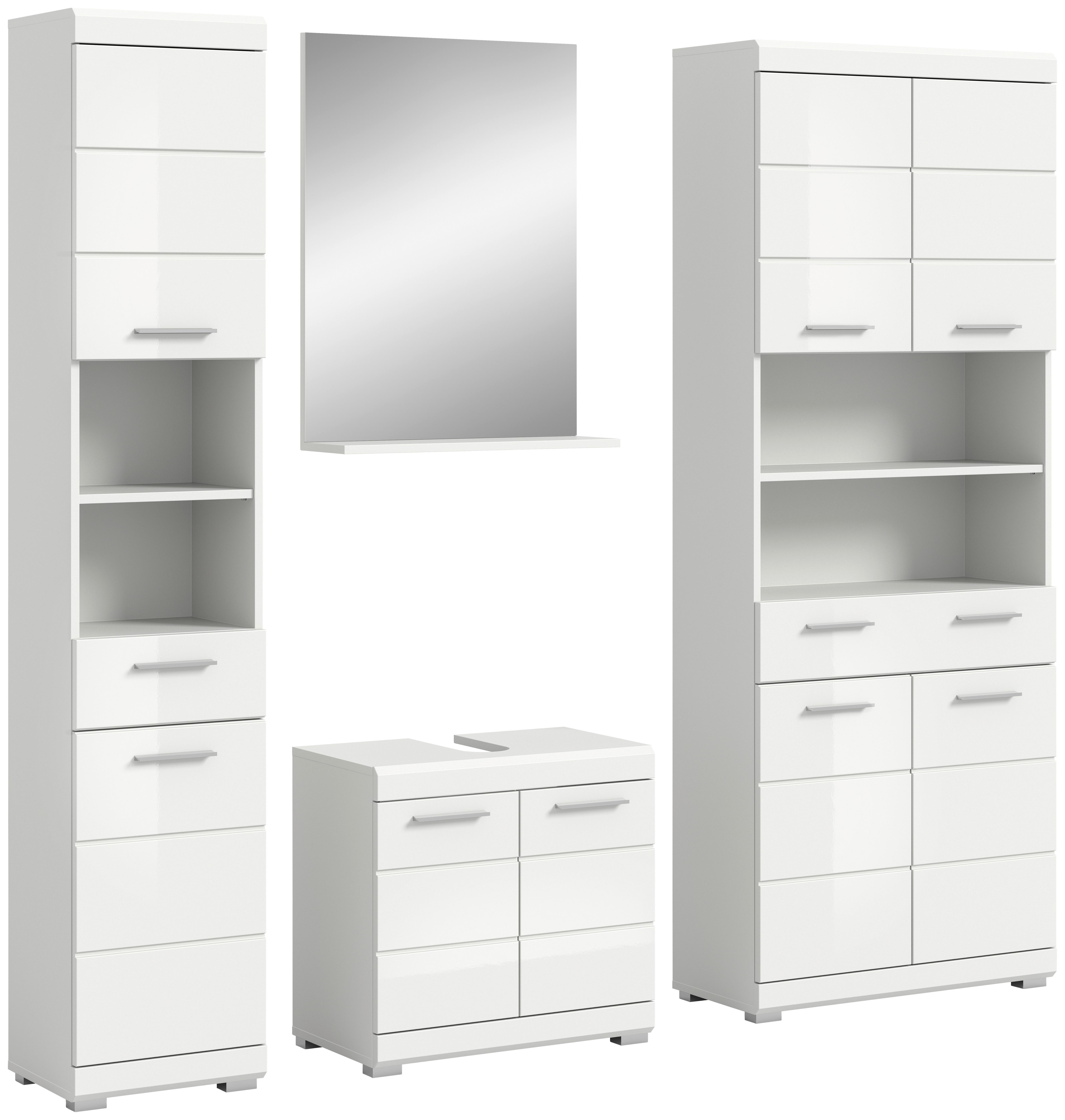 Badezimmer Scout Weiß B: 171 Cm - Weiß Hochglanz/Silberfarben, MODERN, Holzwerkstoff (171cm) - MID.YOU