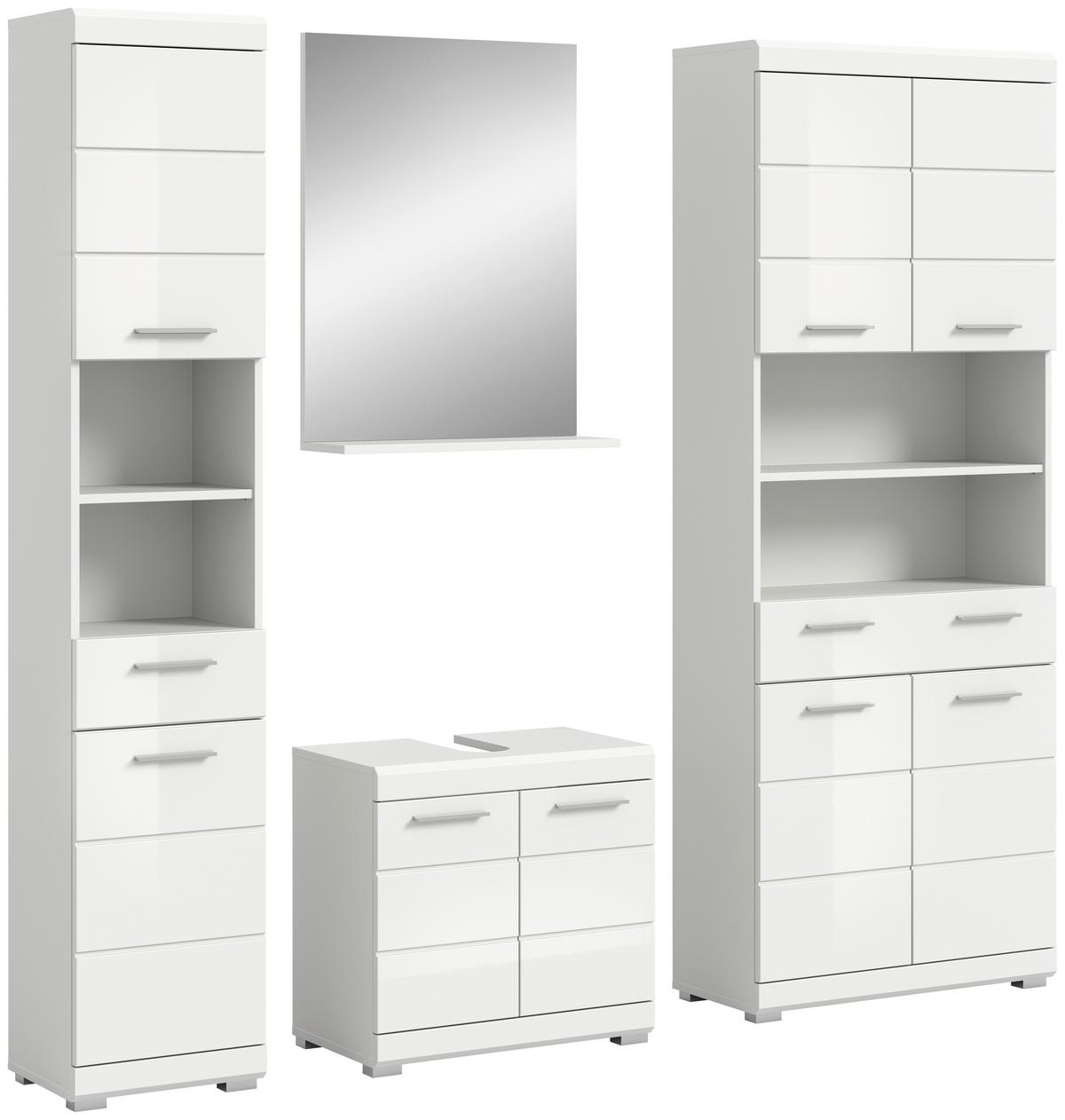 Badezimmer Scout Weiß B: 171 Cm - Weiß Hochglanz/Silberfarben, MODERN, Holzwerkstoff (171cm) - MID.YOU