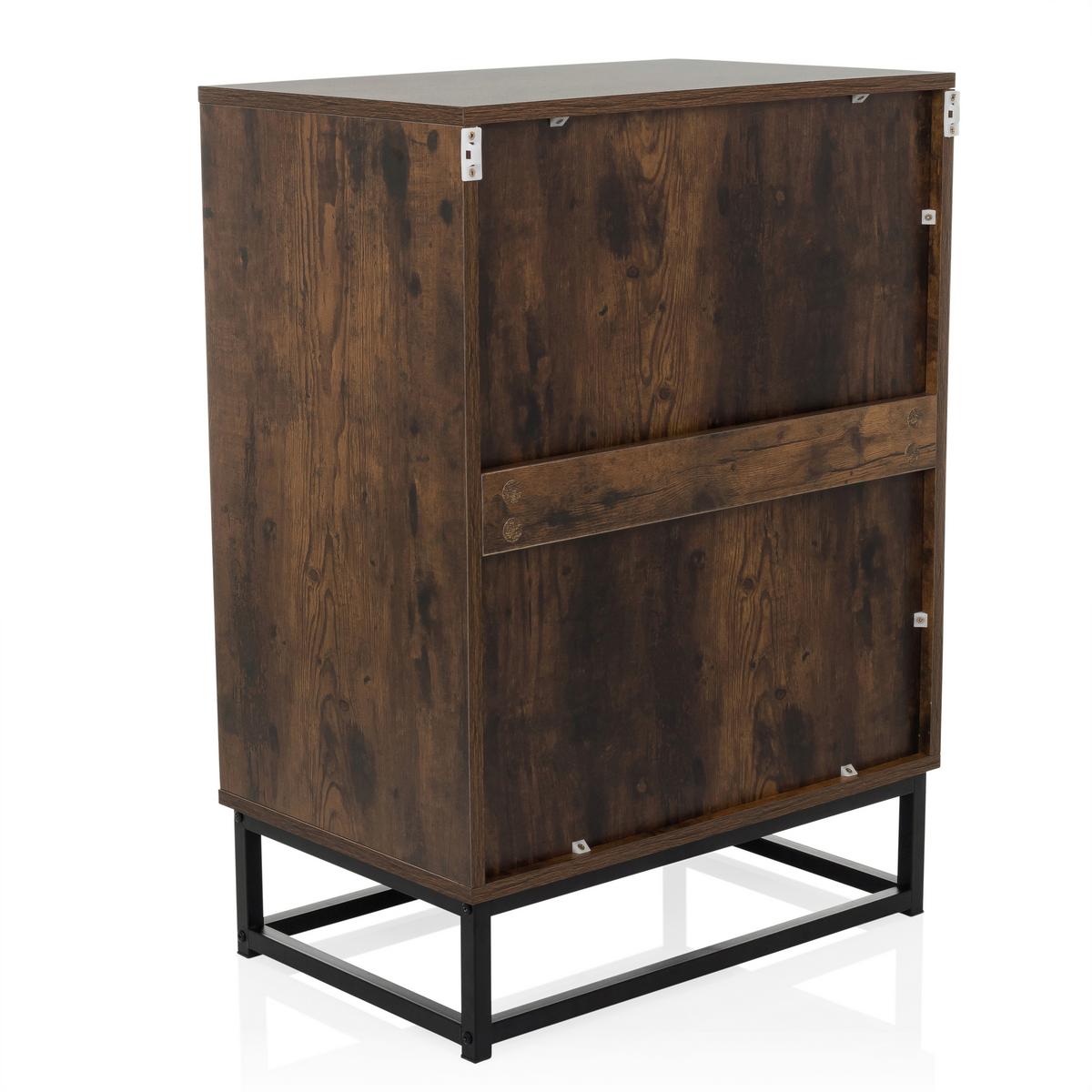 Kommode Vinstra Braun/schwarz B: 60 Cm - Schwarz/Braun, MODERN, Holzwerkstoff (60/83,5/38,5cm) - MID.YOU