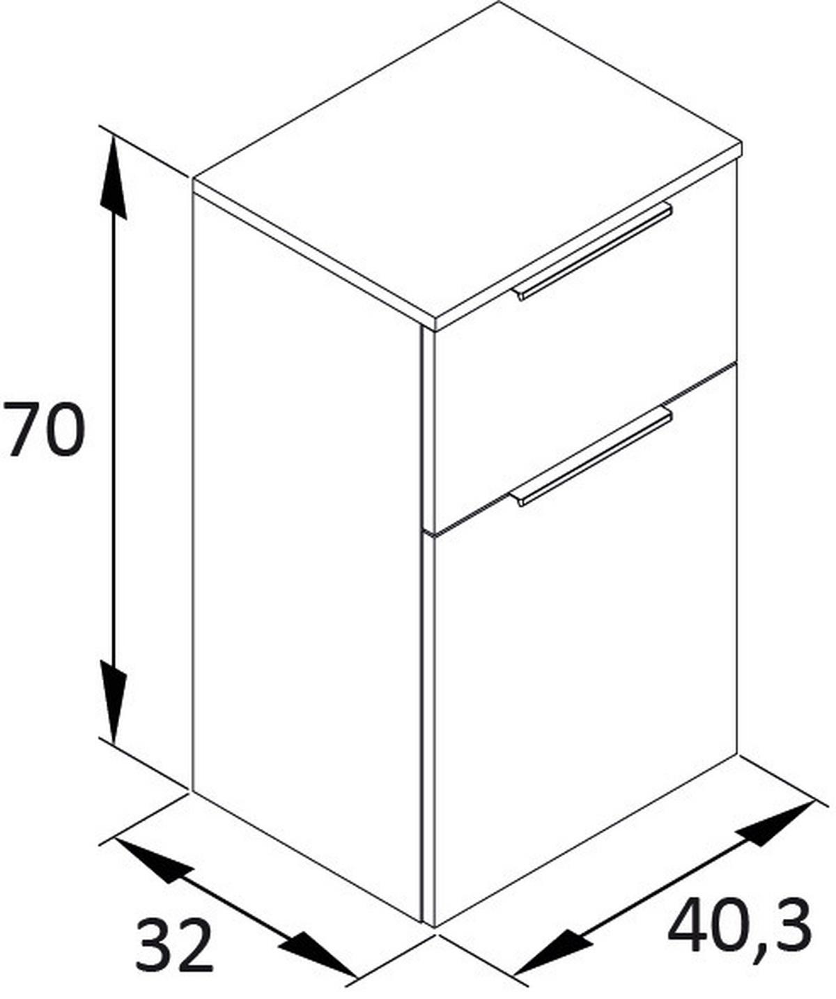 Unterschrank Alessio Bxh 40,3/70 Cm Grau - Platinfarben/Grau, MODERN, Holzwerkstoff (40,3/70/32cm) - MID.YOU