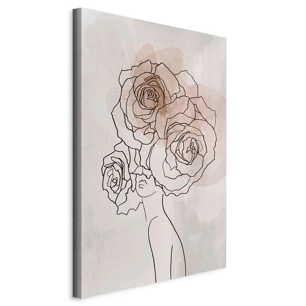 Leinwandbild Anna and Roses Beige B: 40 cm - Beige, Basics, Holzwerkstoff/Textil (40/60/1,2cm) - artgeist