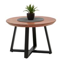 Konferenční stolek Safaga, dřevo/kov - černá/přírodní barvy, Natur, kov/dřevo (70/70/45cm) - Zandiara