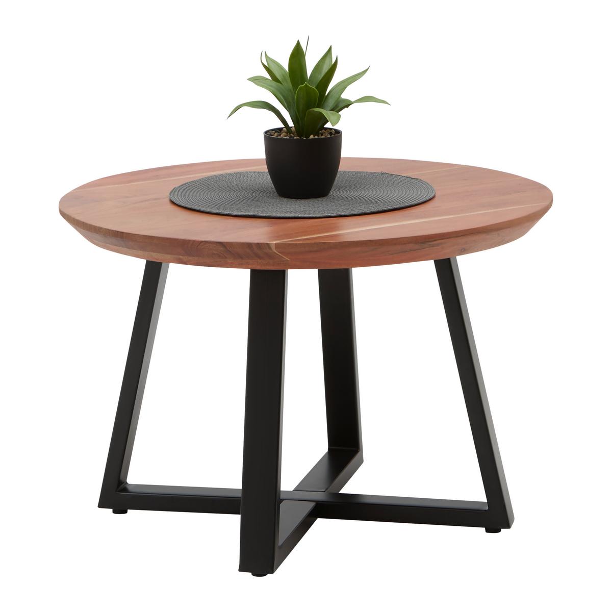 Konferenční stolek Safaga, dřevo/kov - černá/přírodní barvy, Natur, kov/dřevo (70/70/45cm) - Zandiara