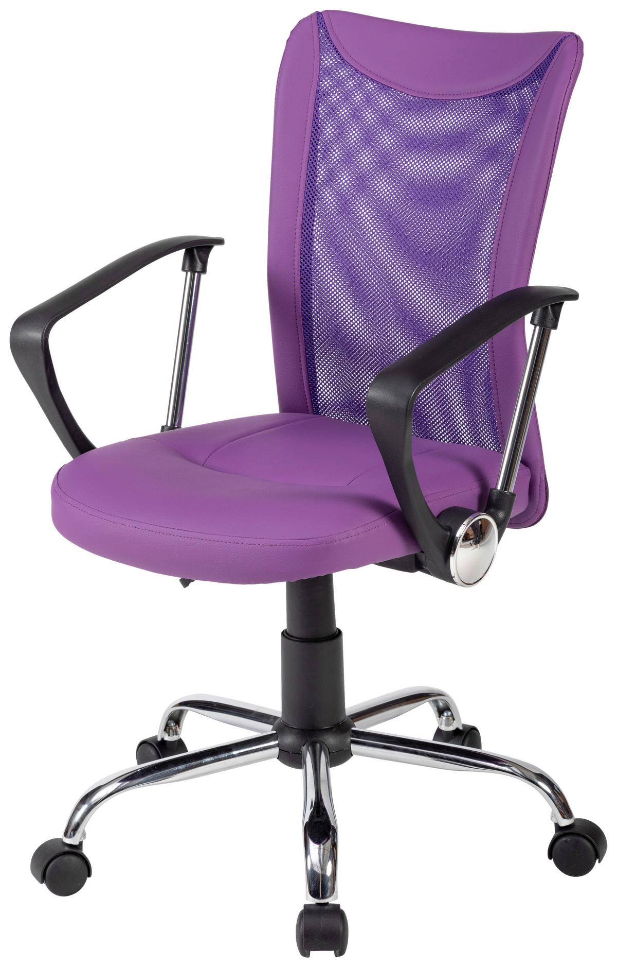 Drehstuhl Vanessa Lila/Schwarz/Chrom B: 56 cm - Chromfarben/Lila, Trend, Kunststoff/Textil (56/99/56cm)
