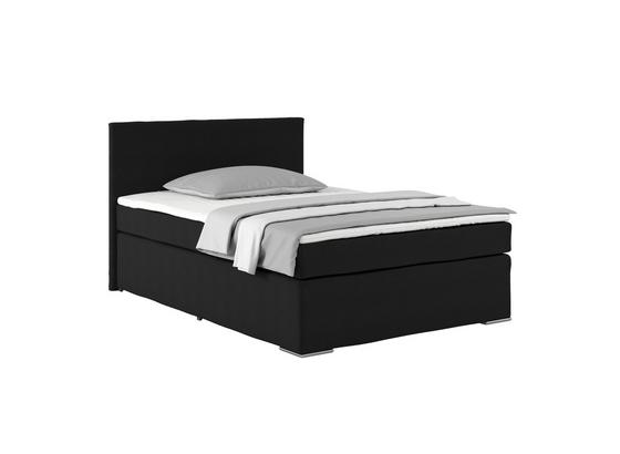 Boxspringbett mit Topper 140x200cm Nero, Schwarz - Chromfarben/Schwarz, KONVENTIONELL, Textil (140/200cm) Boxspringbett mit Topper 140x200cm Nero, Schwarz - Chromfarben/Schwarz, KONVENTIONELL, Textil (140/200cm)