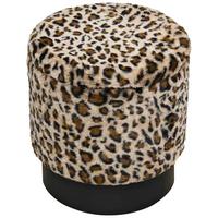 Leopardia taburetka LEO, hnedá/béžová umelá kožušina - hnedá/čierna, Lifestyle, kompozitné drevo/textil (38/38/43cm) - Mömax