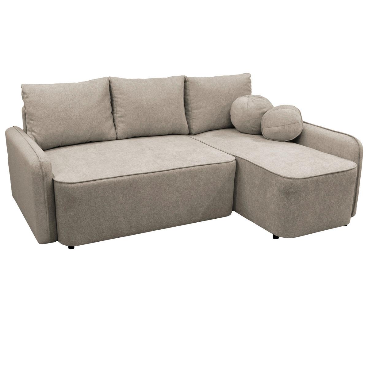 Ecksofa Fancy Taupe 209x143 cm - Taupe/Schwarz, Design, Textil (209/143cm) - MID.YOU