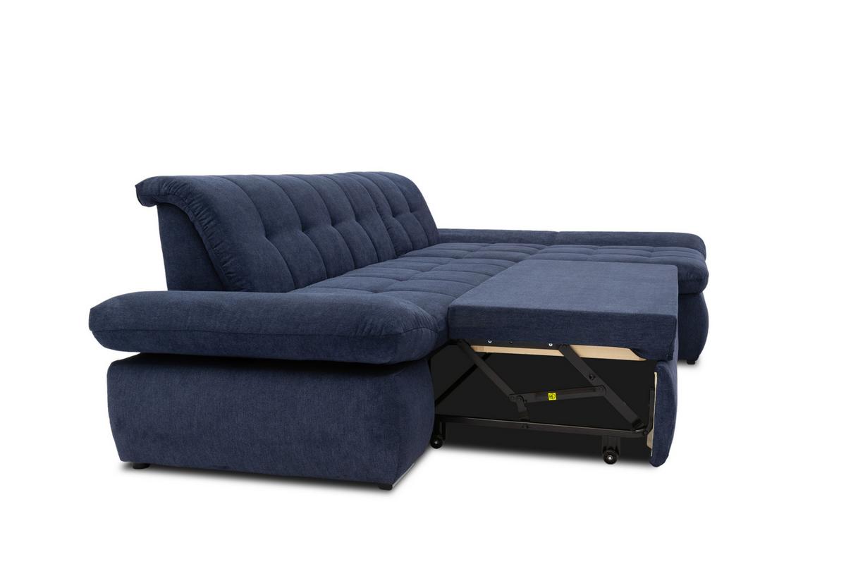Ecksofa Mit Schlaffunktion Moric Dunkelblau Mikrofaser - Chromfarben/Dunkelblau, KONVENTIONELL, Textil (300/172cm) - MID.YOU