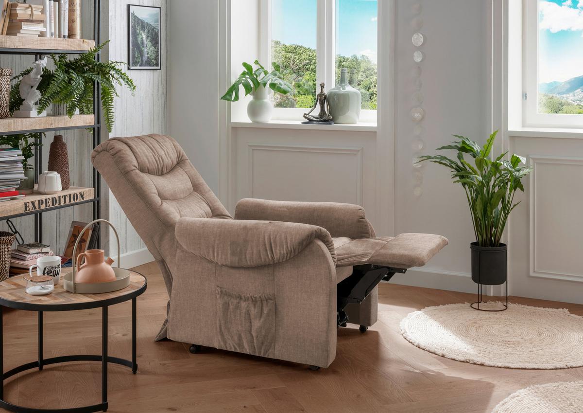 Fernsehsessel Nino Hellbraun B: 78 cm - Hellbraun/Schwarz, Design, Textil (78/107/93cm) - Livetastic