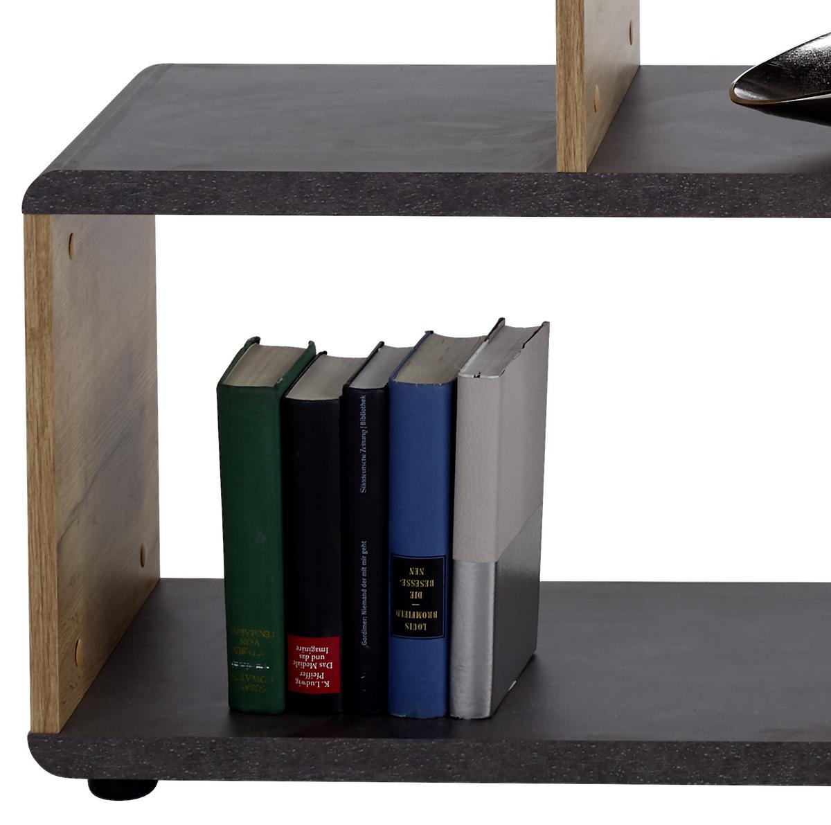 Regal Fontana B 138,5cm, Betonoptik/Eiche Dekor - Eiche Wotan, MODERN (139/148/35cm)