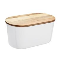 Brotbox aus Kunststoff Fresh 37/21,5/17,2 cm - Weiß/Akaziefarben, Trend, Holz/Kunststoff (37/21,5/17,2cm) - Echtwerk