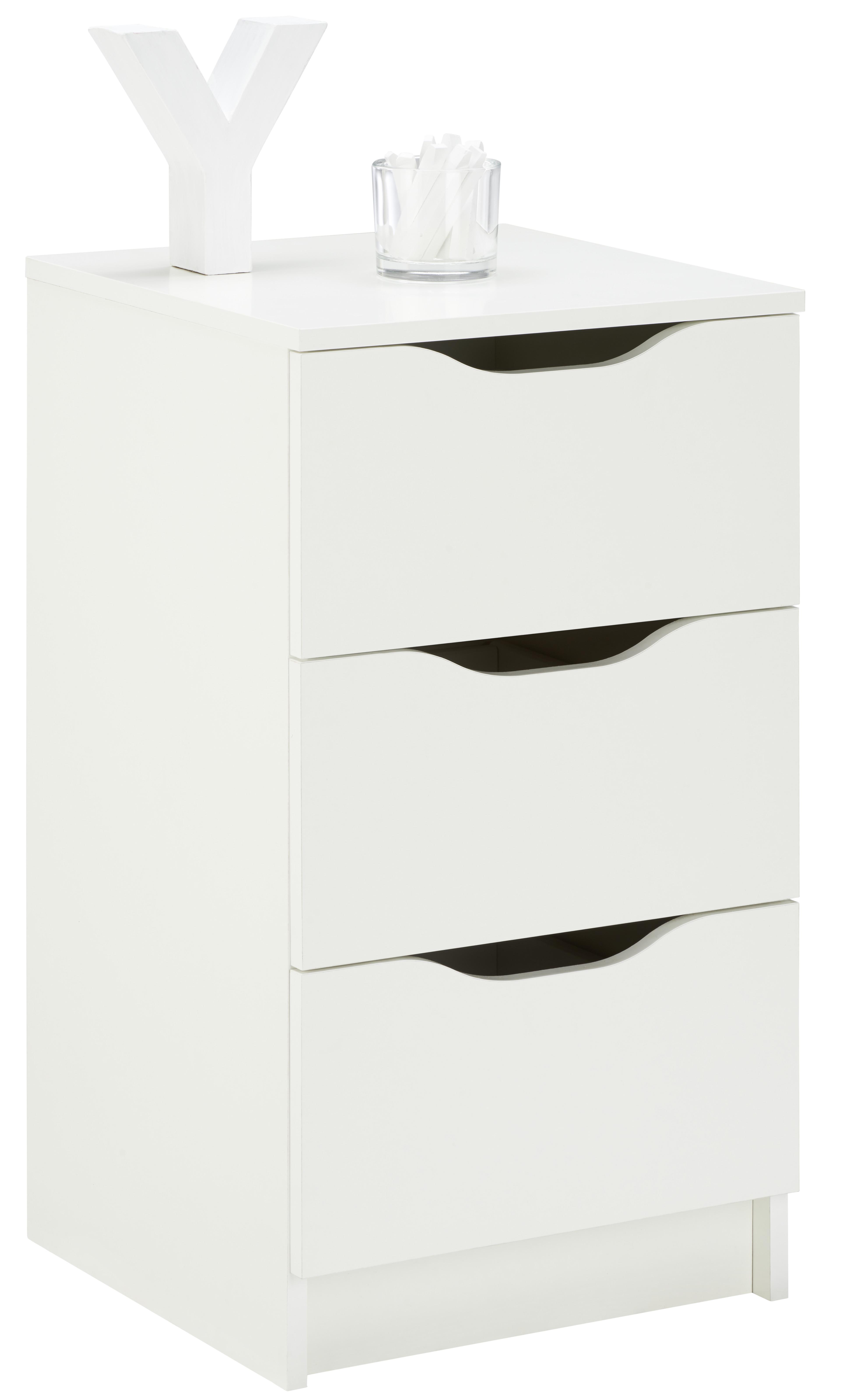 Noční Stolek West 3 - bílá, Moderní, kompozitní dřevo (41/71/40cm) - MID.YOU