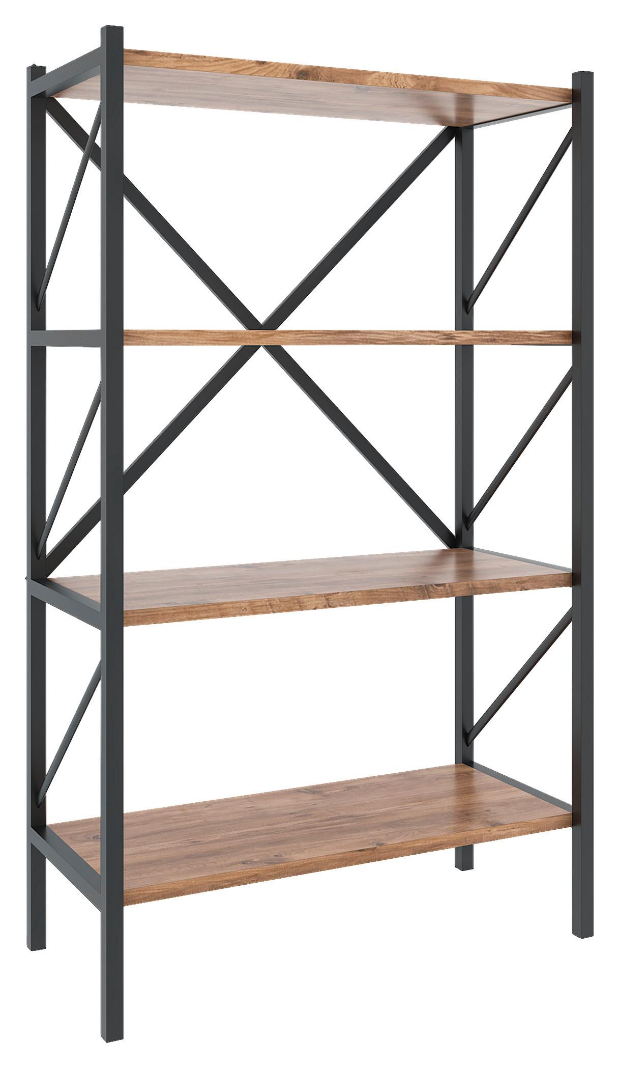 Industriální regál Insasi, medově dubový - medový dub, Moderní, kompozitní dřevo (66/121/34cm) - MID.YOU