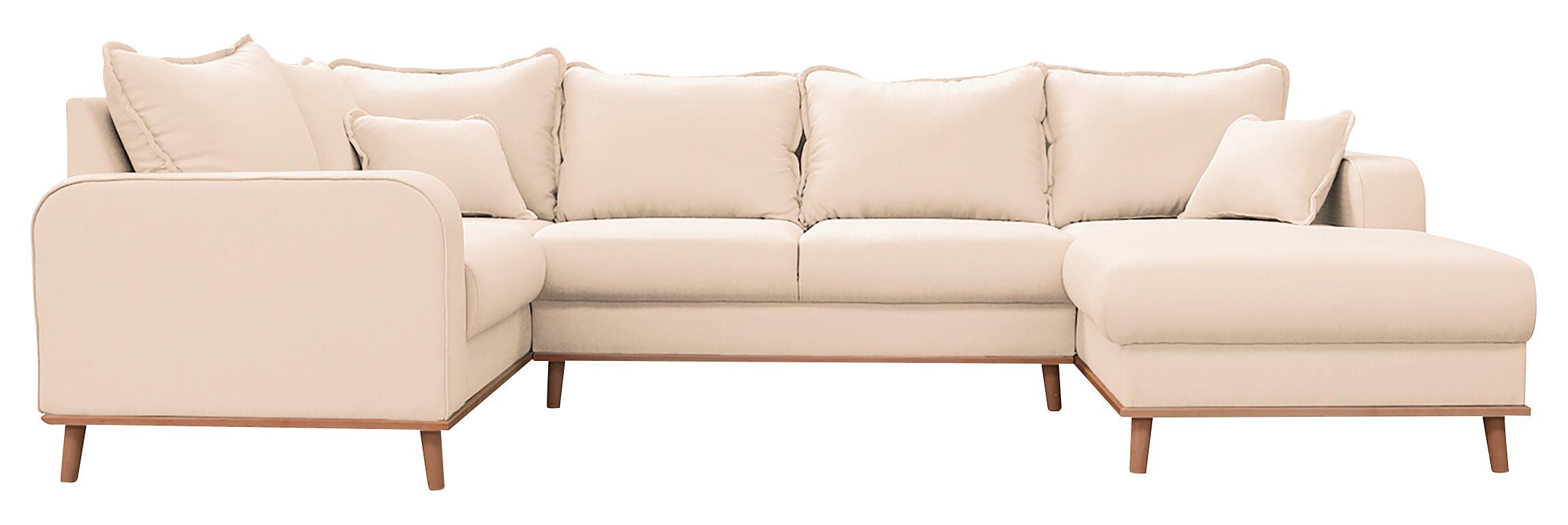 Wohnlandschaft Beata Ecru U: 167x296x170 cm - Wengefarben/Ecru, Design, Textil (167/296/170cm) - Livetastic