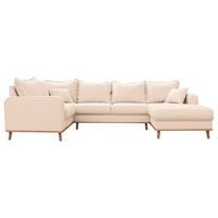 Wohnlandschaft Beata Ecru U: 167x296x170 cm - Wengefarben/Ecru, Design, Textil (167/296/170cm) - Livetastic