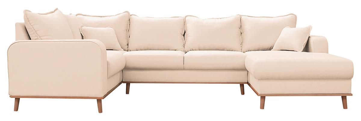 Wohnlandschaft Beata Ecru U: 167x296x170 cm - Wengefarben/Ecru, Design, Textil (167/296/170cm) - Livetastic