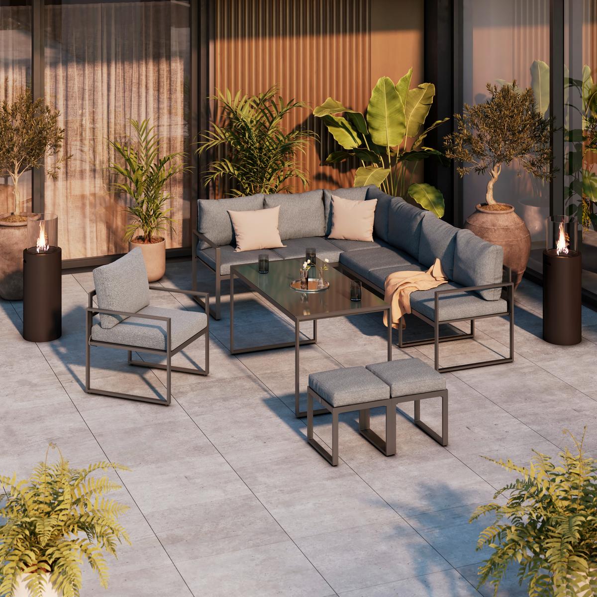 Gartensessel Leon - Dunkelgrau/Anthrazit, MODERN, Textil/Metall (66/69/65cm) - Beldano