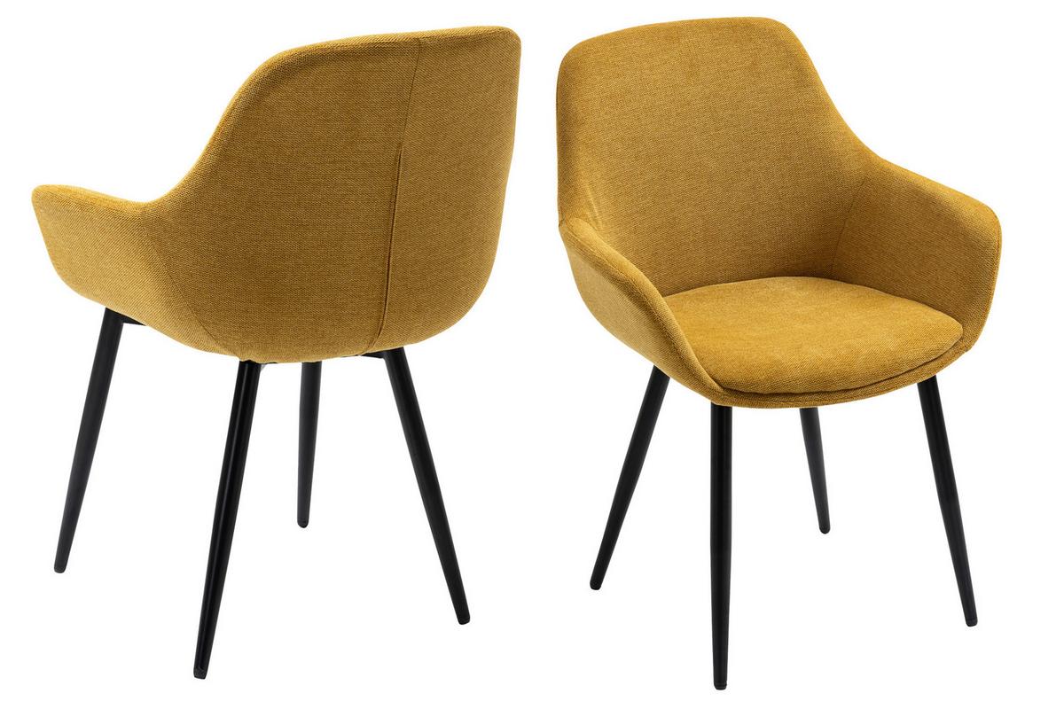 Tischgruppe Gelb/Cognac L: 180 cm - Cognac/Gelb, MODERN, Holz/Textil (180/90/77cm) - Livetastic