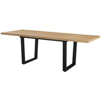Rozkládací jídelní stůl RUDI 180-220 - černá/přírodní barvy, Moderní, kov/kompozitní dřevo (180 - 220/75/90cm)