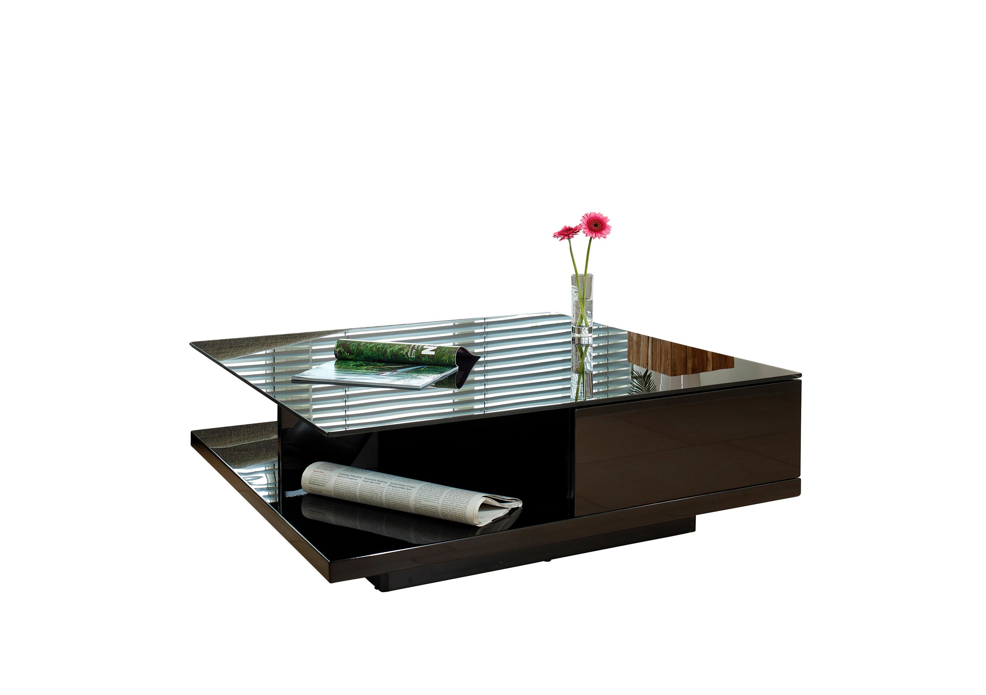 Couchtisch Schwarz Hochglanz L: 100 cm - Schwarz Hochglanz/Schwarz, Design, Glas/Holzwerkstoff (100/100/36cm) - Livetastic